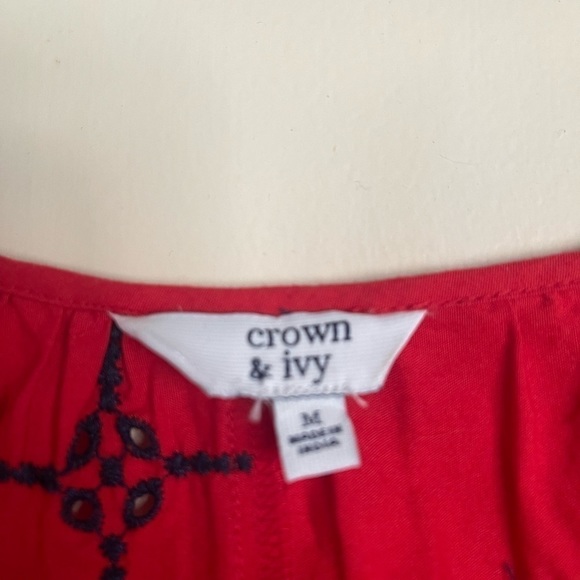 Crown and Ivy size M Red Boho top with Black detail. Hi Low hem - Picture 3 of 3